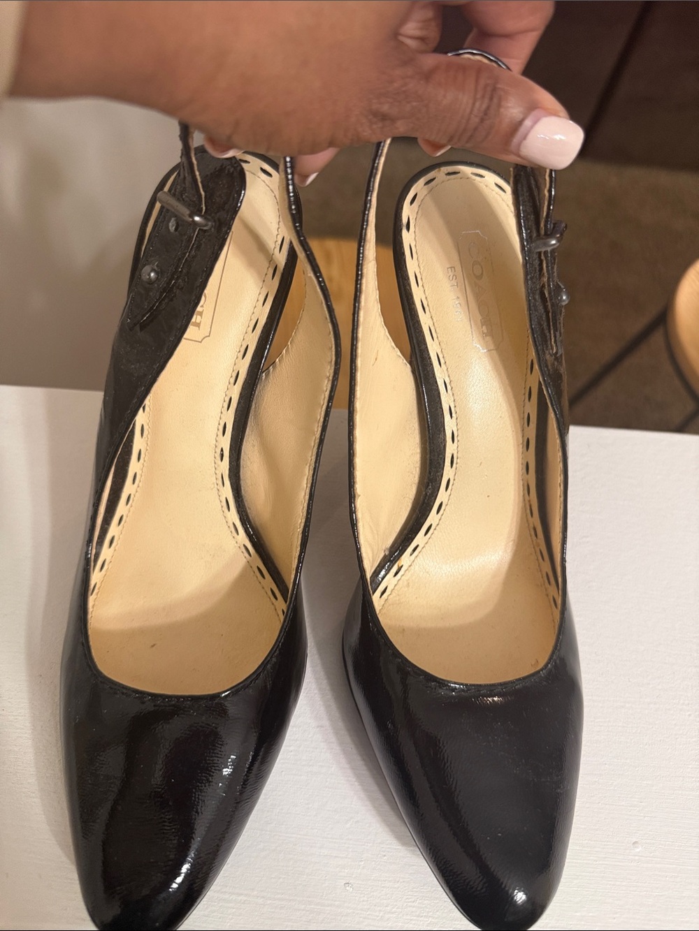 Coach Black Patent Leather Slingback Pumps